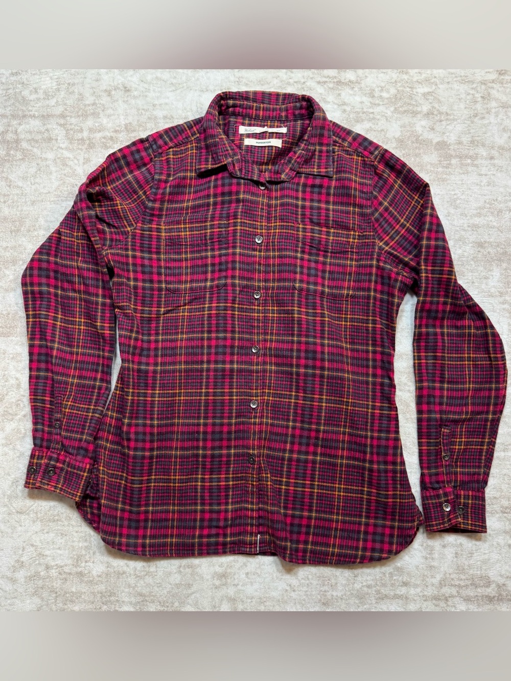 Woolrich Pemberton Flannel Shirt Womens Medium Plaid Button Up Cotton Pink